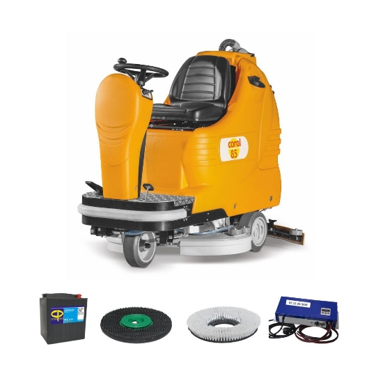 Immagine di KIT LAVASCIUGA CORAL 85 (SPAZZOLE, TRASCINATORI, BATTERIE E CARICABATTERIE ESTERNO)