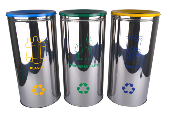 Immagine di PATTUMIERA 3 SCOMPARTI IN ACCIAIO INOX LUCIDO lt.135