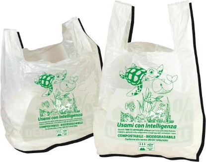 Immagine di SHOPPER COMPOSTABILI FORMATO MAXI gr9,1 30+20x60cm